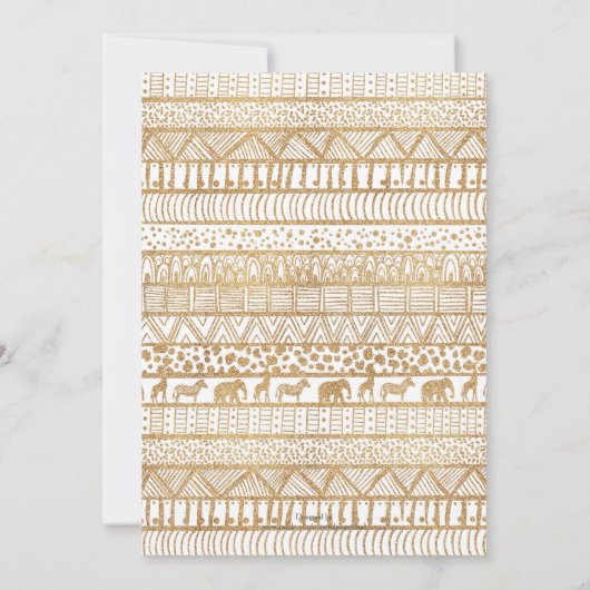 Trendy White Gold Tribal Afrikanisches Muster Einladung (Rückseite)