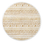 Trendy White Gold Tribal Afrikanisches Muster Keramikknauf (Vorderseite)