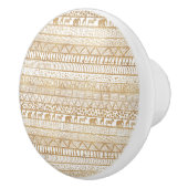 Trendy White Gold Tribal Afrikanisches Muster Keramikknauf (Rechts)