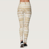 Trendy White Gold Tribal Afrikanisches Muster Leggings (Rückseite)