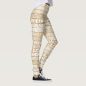 Trendy White Gold Tribal Afrikanisches Muster Leggings (Rechts)