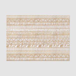 Trendy White Gold Tribal Afrikanisches Muster Seidenpapier