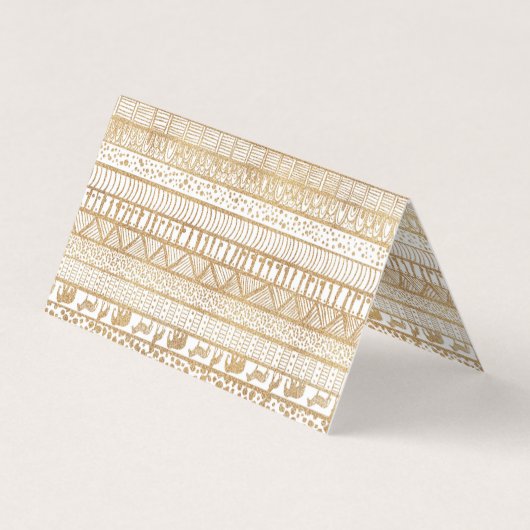 Trendy White Gold Tribal Afrikanisches Muster Visitenkarten (Rückseite)