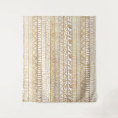 Trendy White Gold Tribal Afrikanisches Muster Wandteppich (Vorderseite)