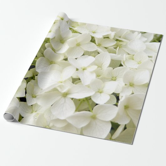Trendy White Hydrangea Floral Geschenkpapier (Ungerollt)