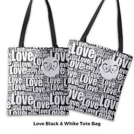 Trendy White Liebe Typografy & Entwined Hearsts Tasche