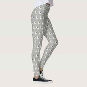 Trendy White Llama Sketch Leggings
