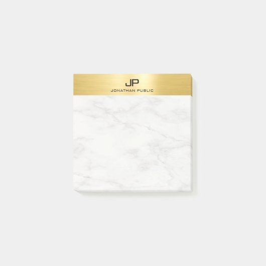 Trendy White Marble Elegant Modernes Gold Look Post-it Klebezettel (Vorderseite)