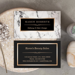 Trendy White Marble Makeup Artist Hair Salon Visitenkarte