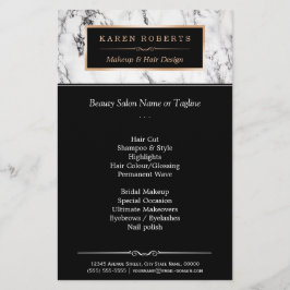 Trendy White Marble Makeup & Hair Beauty Salon Flyer