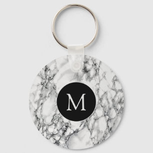 Trendy White Marble Stone - Fügen Sie Ihren Buchst Schlüsselanhänger