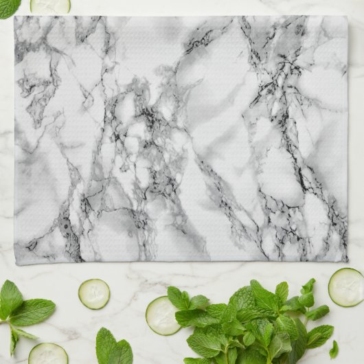 Trendy White Marble Stone Geschirrtuch (Gefaltet)