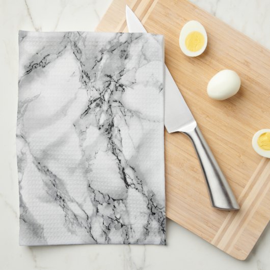 Trendy White Marble Stone Geschirrtuch (Viertel Falte)