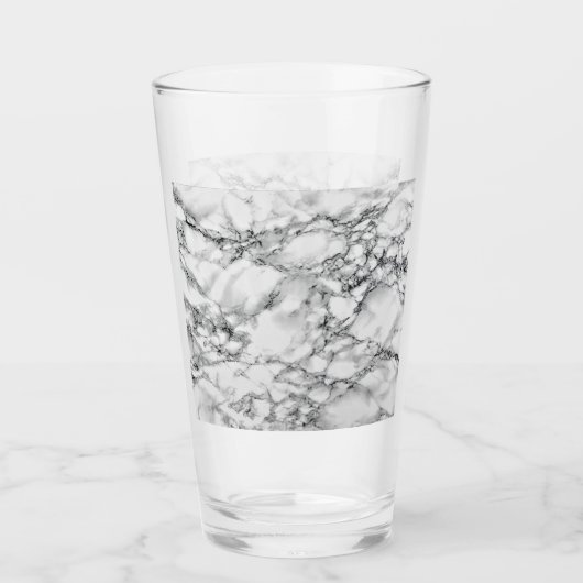 Trendy White Marble Stone Glas (Vorderseite)