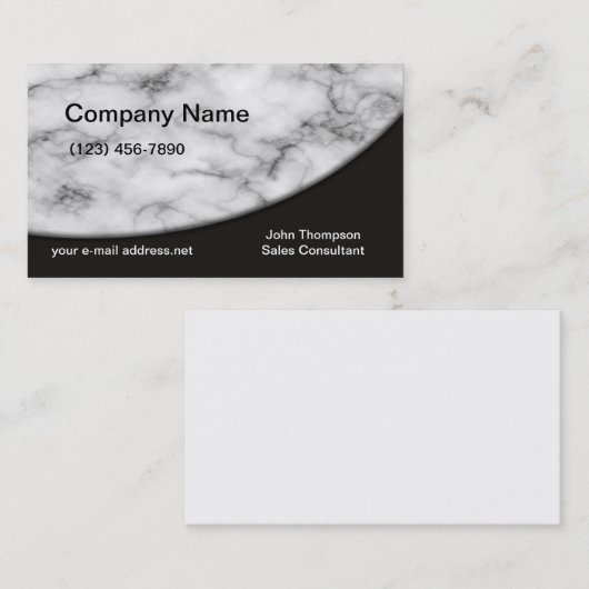 Trendy White Marble Visitenkarte (Vorne/Hinten)