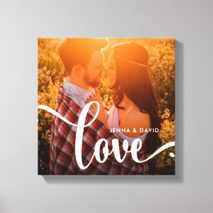 Trendy White Overlay Liebe mit Foto Leinwanddruck