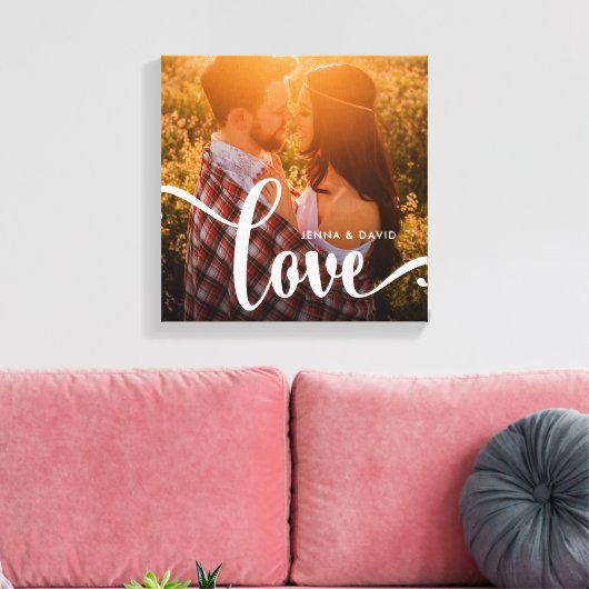 Trendy White Overlay | Liebe mit Foto Leinwanddruck (Insitu (Wohnzimmer))