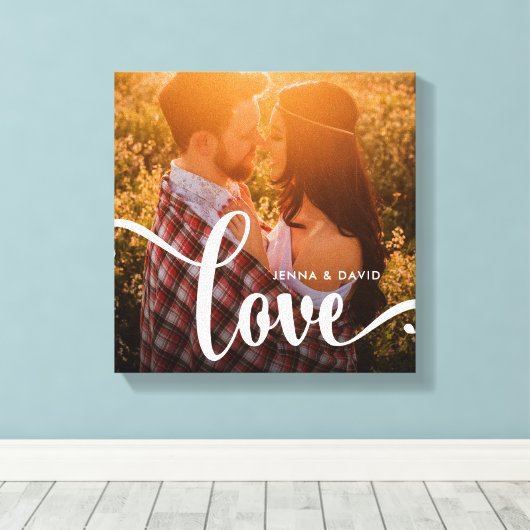 Trendy White Overlay | Liebe mit Foto Leinwanddruck (Insitu (Holzboden))