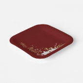 Trendy White Poinsettia Burgundy Gold Glitzer Pappteller (Gewinkelt)