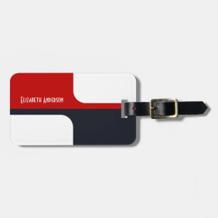 Trendy White Red and Navy Graphic Color Blocks Gepäckanhänger