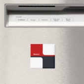 Trendy White Red and Navy Graphic Color Blocks Magnet (In Situ (Geschirrspüler))