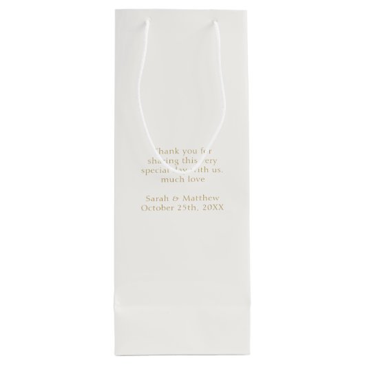 Trendy White Ribbon Bow Wedding Vielen Dank Geschenktüte Für Weinflaschen (Rückseite)