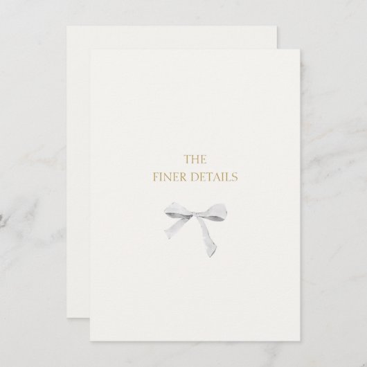 Trendy White Ribbon Wedding Details Enclosure Card Dankeskarte (Vorne/Hinten)