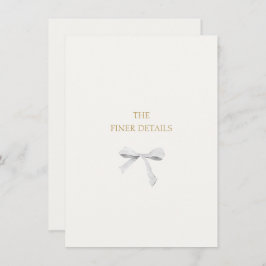 Trendy White Ribbon Wedding Details Enclosure Card Dankeskarte