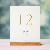 Trendy White Ribbon Wedding Tischnummer Acrylschild (Neutral)