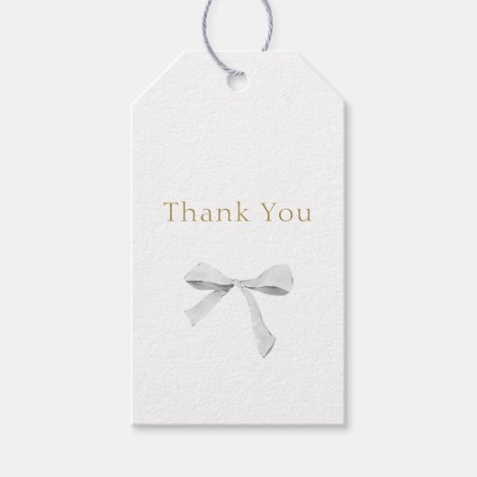 Trendy White Ribbon Wedding Vielen Dank Geschenkanhänger (Vorderseite)