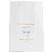 Trendy White Ribbon Wedding Vielen Dank Mittlere Geschenktüte (Rückseite)