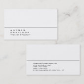 Trendy White Schlicht Stylish Business Card Visitenkarte (Vorne/Hinten)