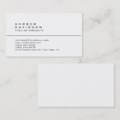 Trendy White Schlicht Stylish Business Card Visitenkarte (Vorne/Hinten)