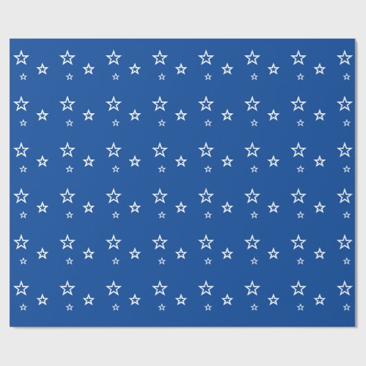 Trendy White Star Pattern Blue Geschenkpapier (Flach)