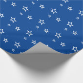 Trendy White Star Pattern Blue Geschenkpapier (Ecke)