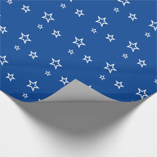 Trendy White Star Pattern Blue Geschenkpapier (Ecke)