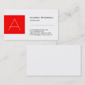 Trendy White Strip Monogram Business Card Visitenkarte (Vorne/Hinten)
