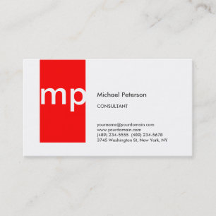 Trendy White Strip Monogram Business Card Visitenkarte