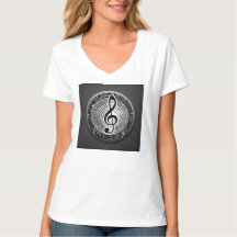 Trendy white T - Shirt mit musikalischem Symbol