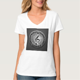 Trendy white T - Shirt mit musikalischem Symbol