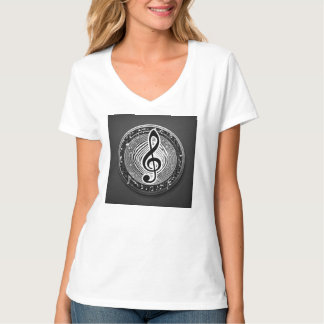 Trendy white T - Shirt mit musikalischem Symbol