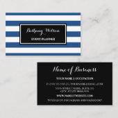 Trendy Wide Blue und White Stripes Eventplaner Visitenkarte (Vorne/Hinten)