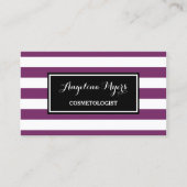 Trendy Wide Lila und White Stripes Cosmetologe Visitenkarte (Vorderseite)