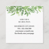 Trendy Wilde Wiesen Quadratische Visitenkarte (Rückseite)