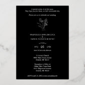 Trendy Wildflowers Bouquet Wedding Silver Metallic Folieneinladung (Rückseite)