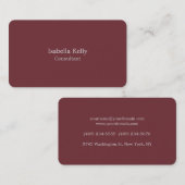Trendy Wine Red Color Schlicht Einzigartig Stilvol Visitenkarte (Vorne/Hinten)