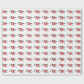 Trendy Winter Green Blätter mit roten Blume Geschenkpapier (Flach)