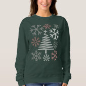 Trendy Winter Snowflake Weihnachtsbaum Sweatshirt (Vorderseite)
