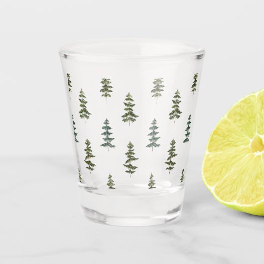 Trendy Winter | Weihnachtsbaummuster Schnapsglas (Vorderseite)