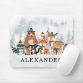 Trendy Winter Woodland Forest Baby Animals Mousepad (Mit Mouse)